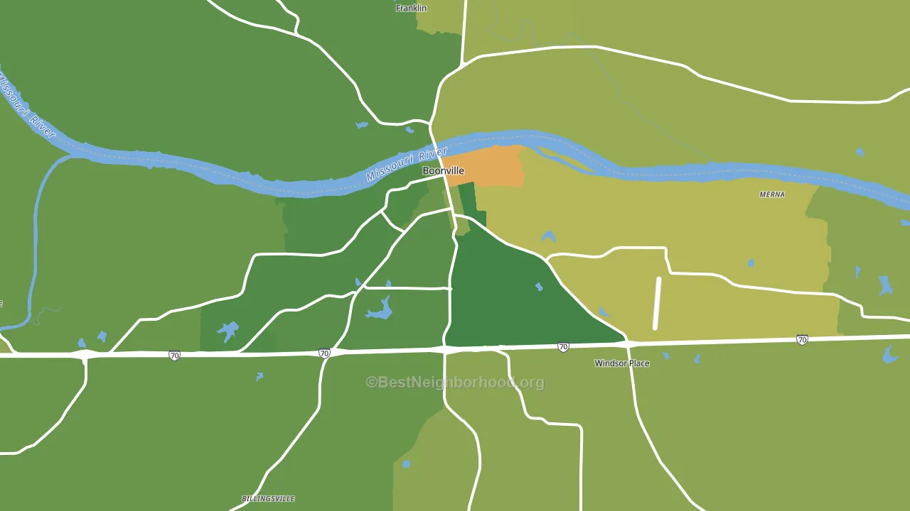 Boonville, MO block-group voter-turnout map