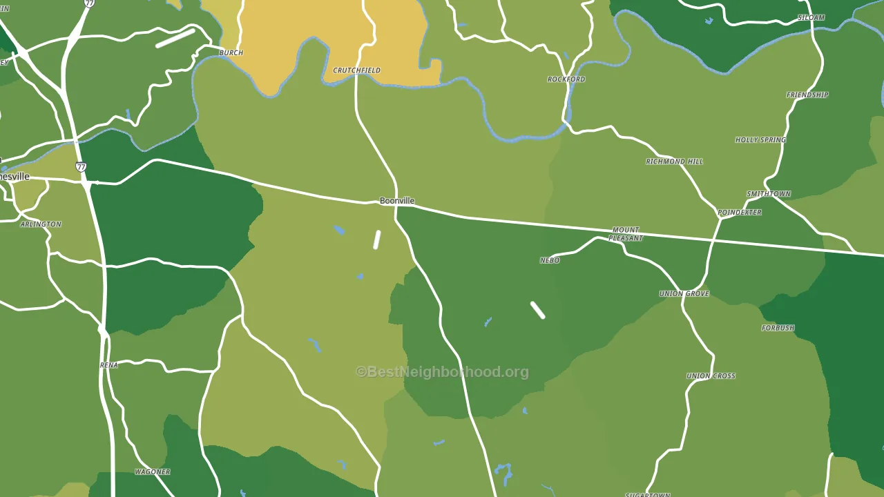 Boonville, NC block-group voter-turnout map
