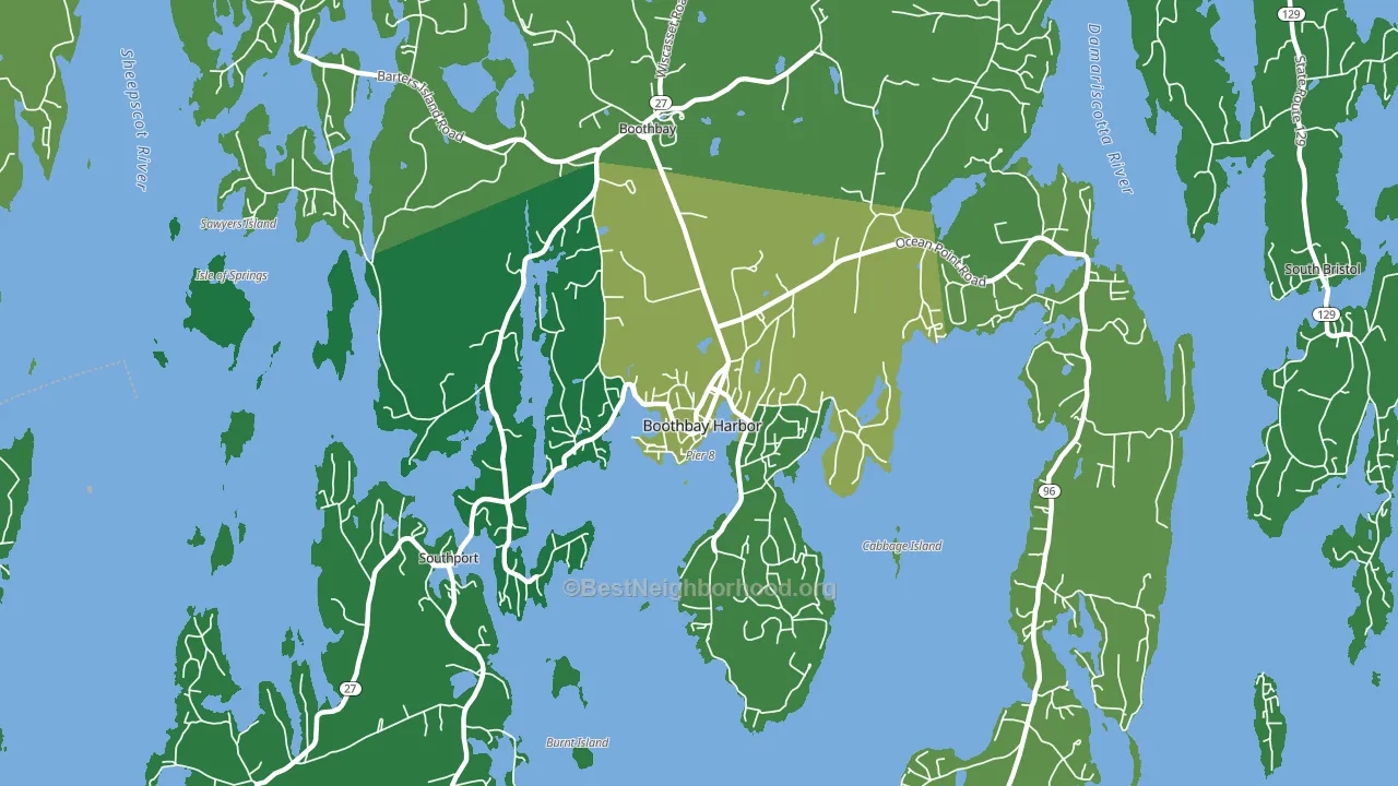 Boothbay Harbor, ME block-group voter-turnout map