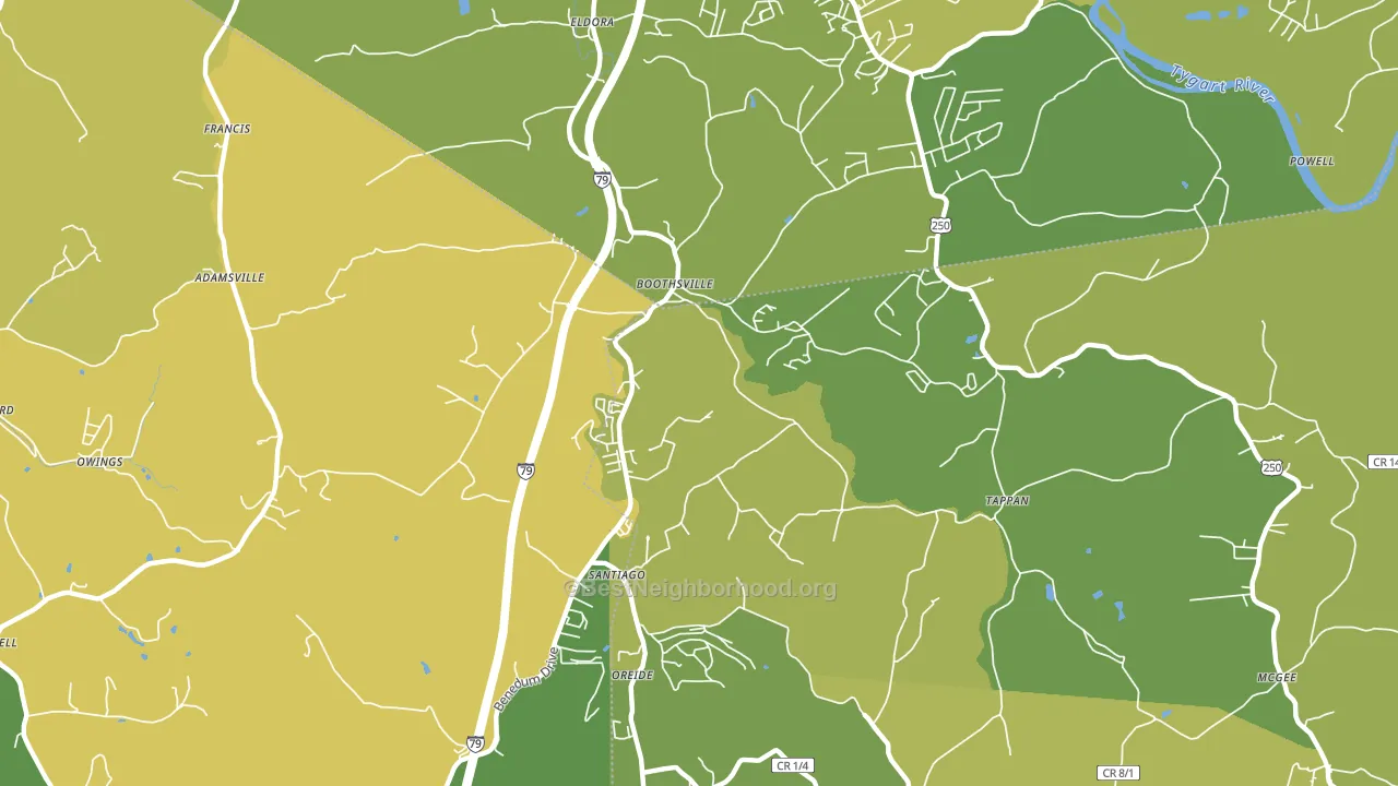 Boothsville, WV block-group voter-turnout map