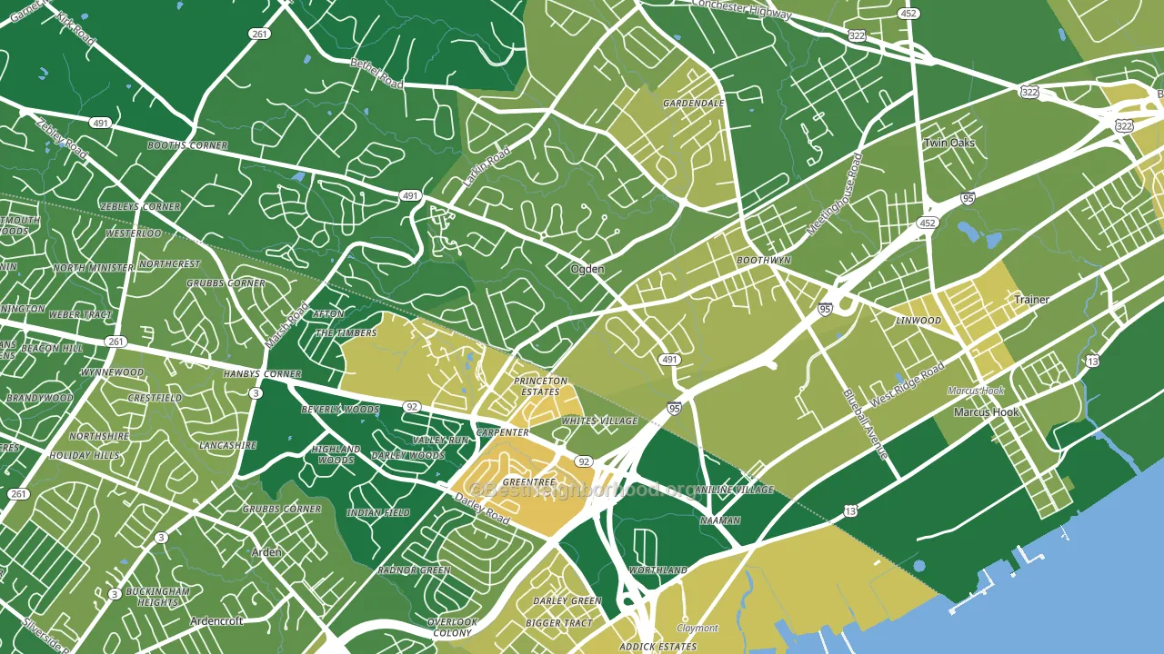 Boothwyn, PA block-group voter-turnout map