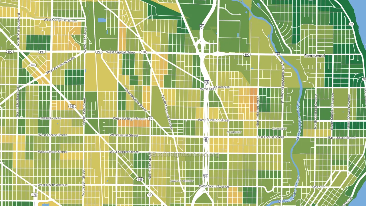 Borchert Field, Milwaukee, WI block-group voter-turnout map