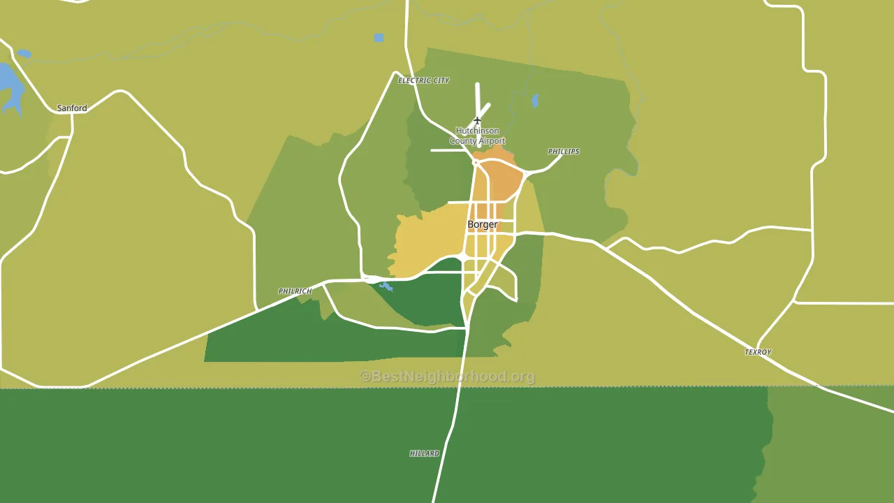 Borger, TX block-group voter-turnout map