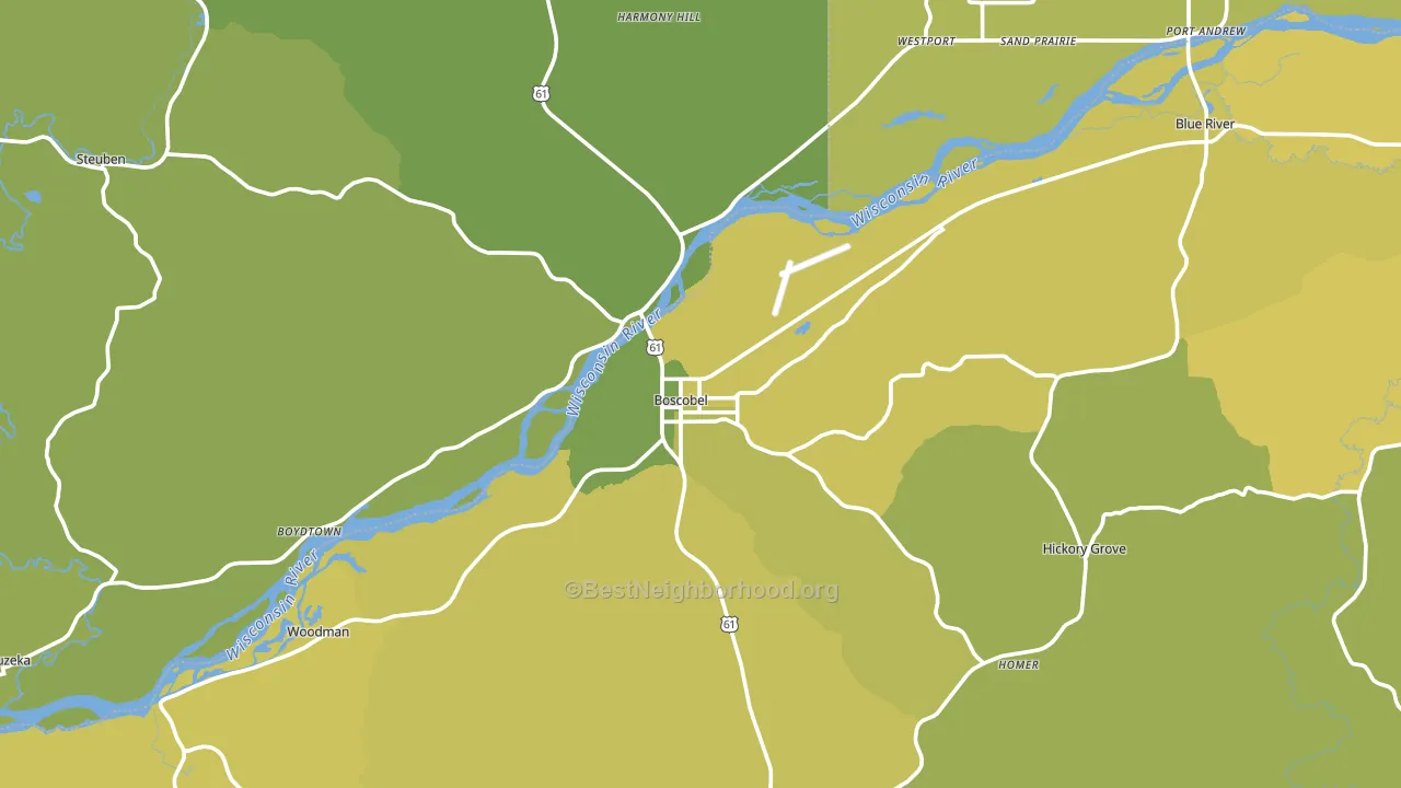 Boscobel, WI block-group voter-turnout map