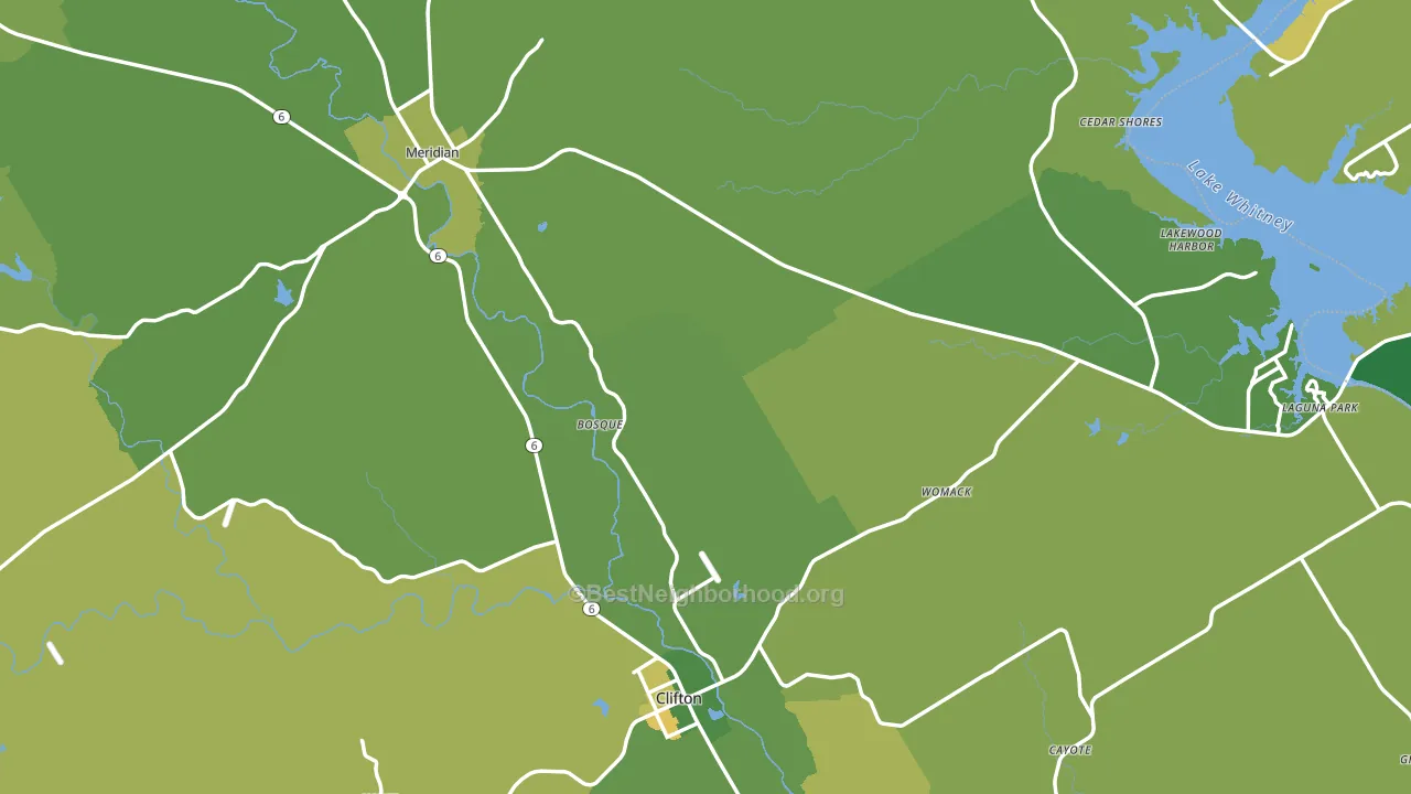 Bosque County, TX block-group voter-turnout map
