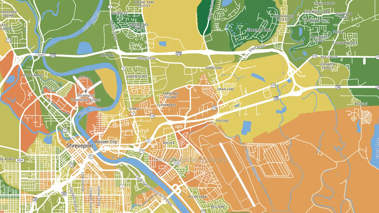 Bossier City, LA block-group voter-turnout map