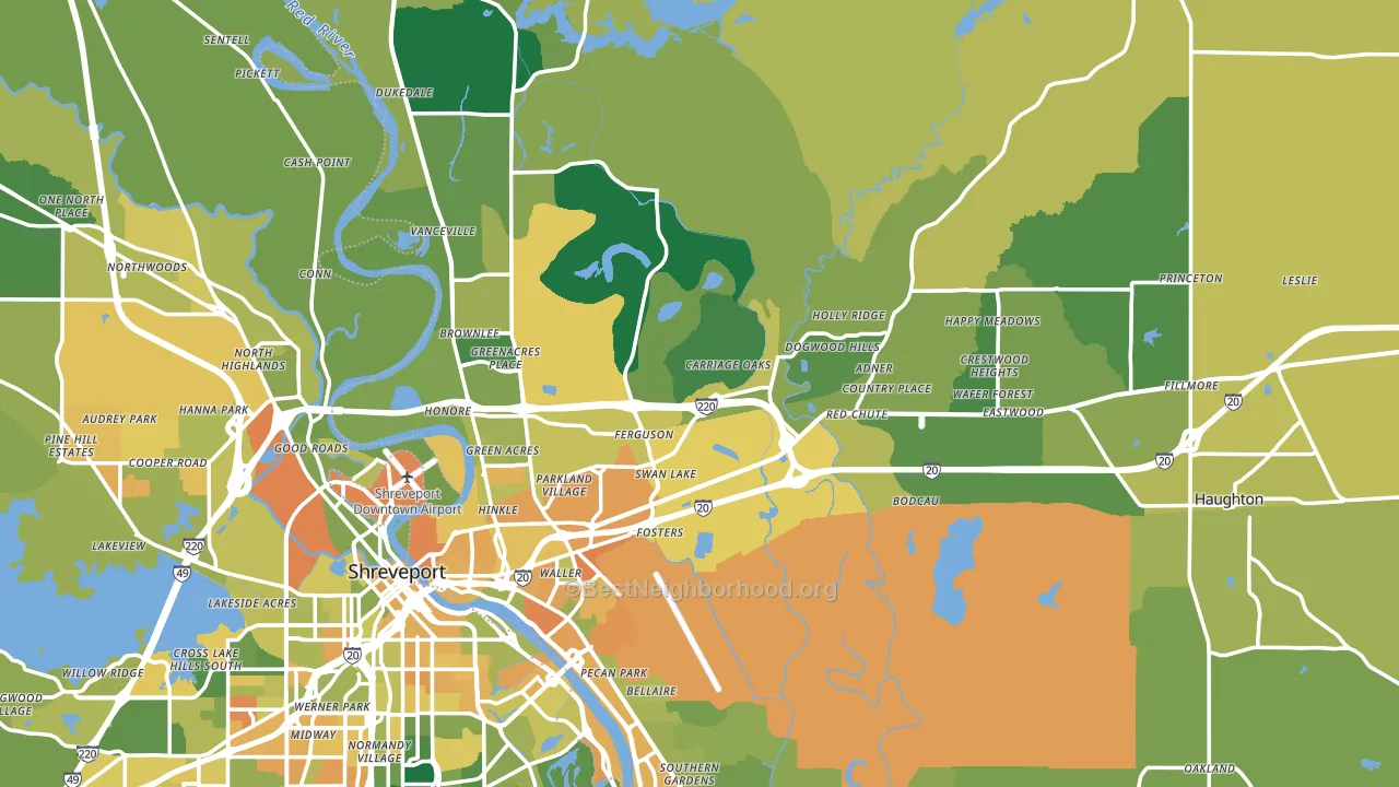 Bossier Parish, LA block-group voter-turnout map