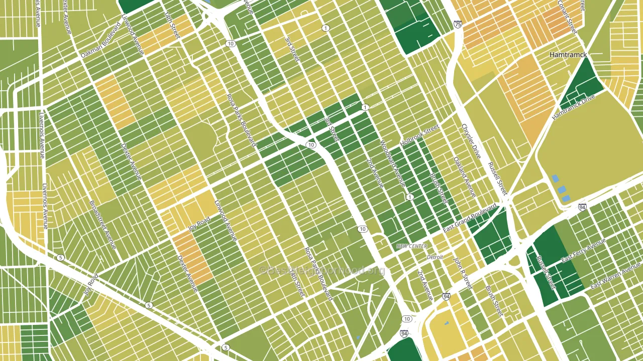 Boston Edison, Detroit, MI block-group voter-turnout map
