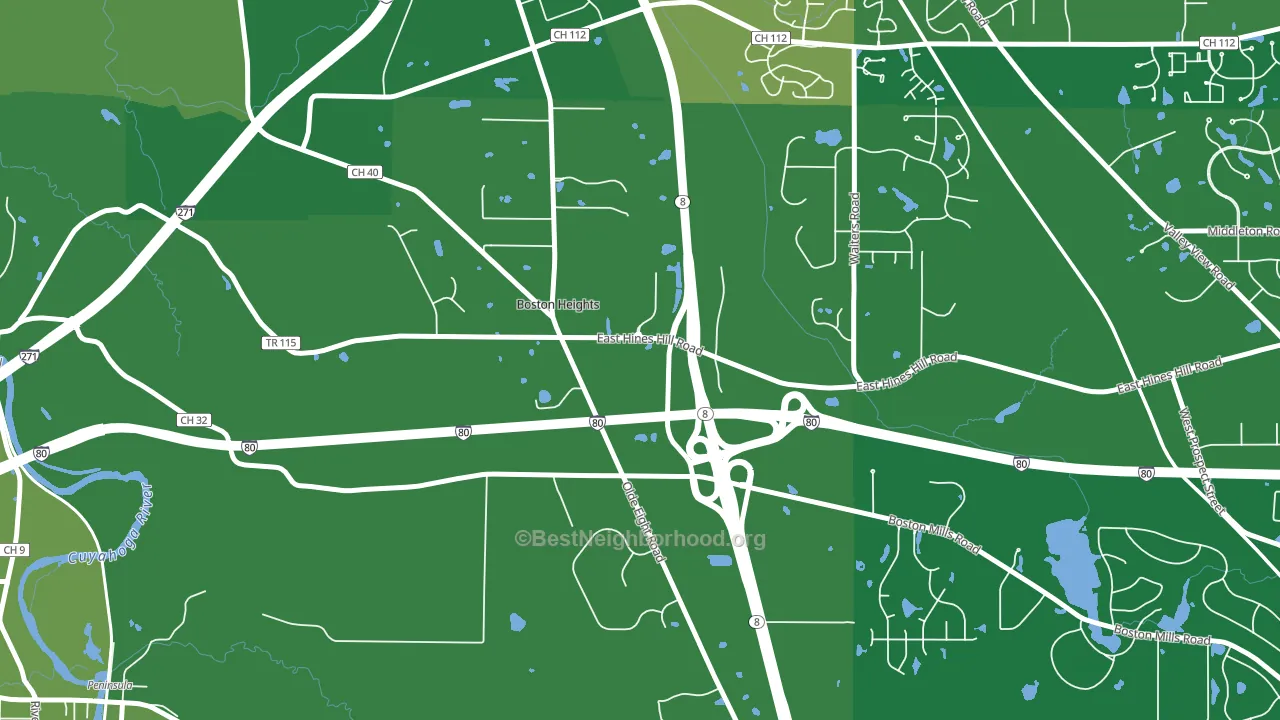 Boston Heights, OH block-group voter-turnout map