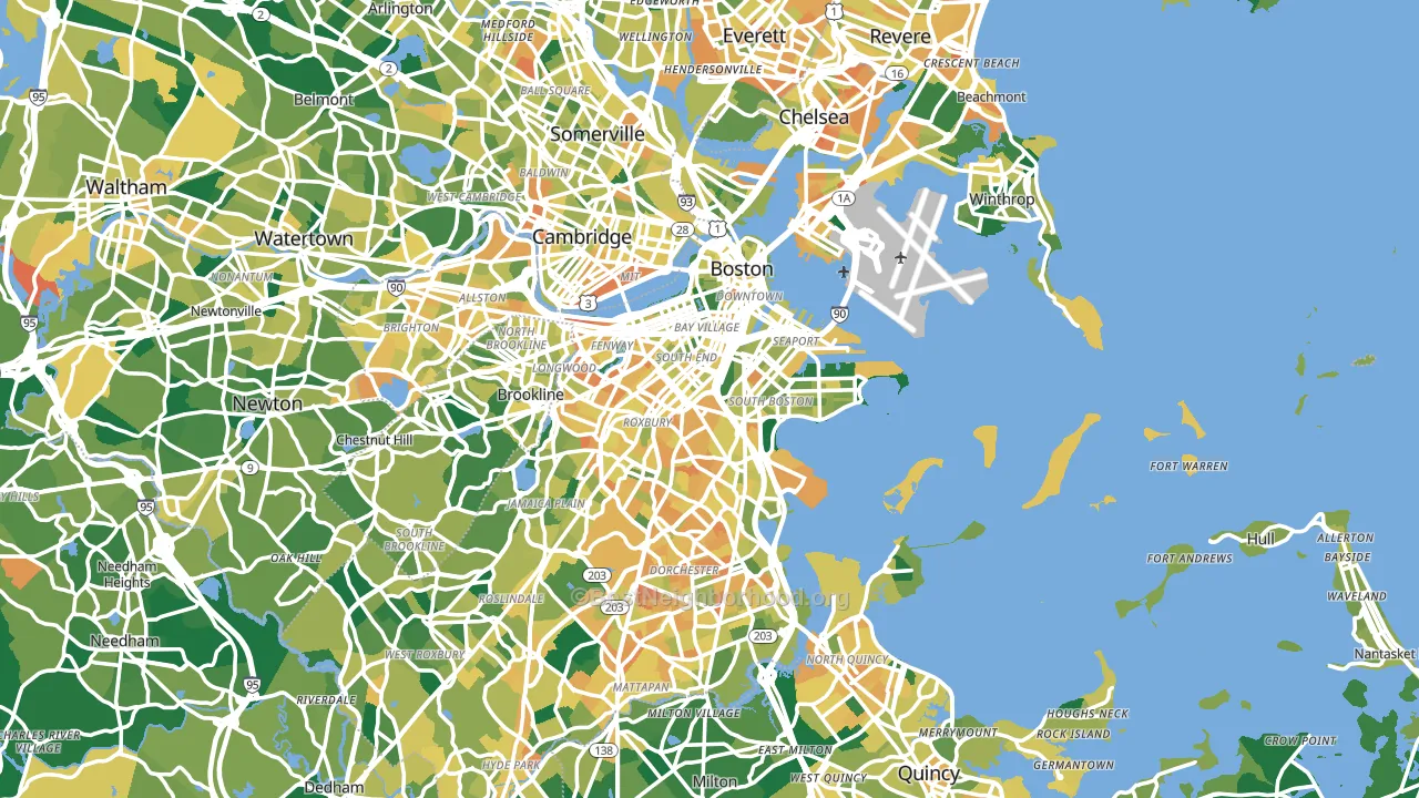 Boston, MA block-group voter-turnout map