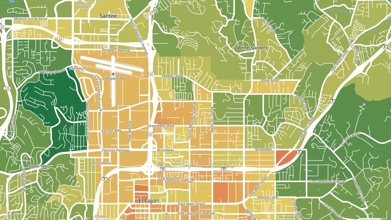Bostonia, CA block-group voter-turnout map