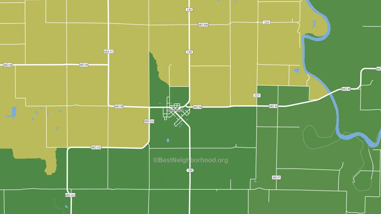Bosworth, MO block-group voter-turnout map