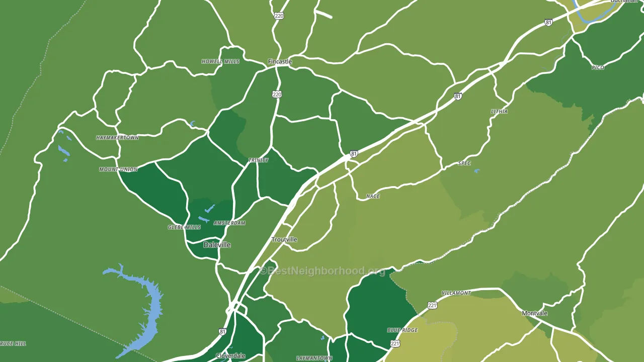 Botetourt County, VA block-group voter-turnout map
