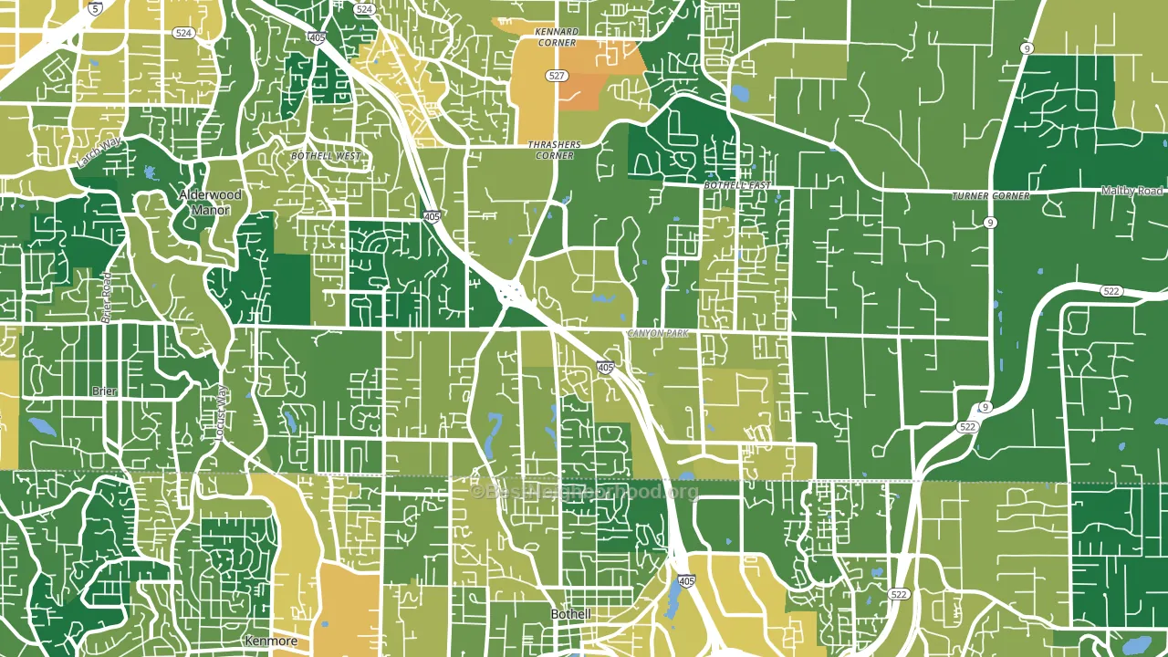 Bothell, WA block-group voter-turnout map