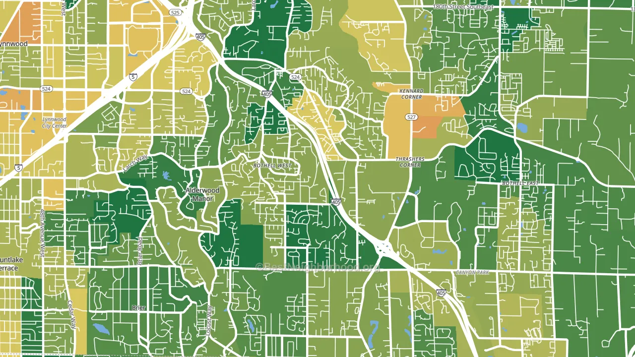 Bothell West, WA block-group voter-turnout map