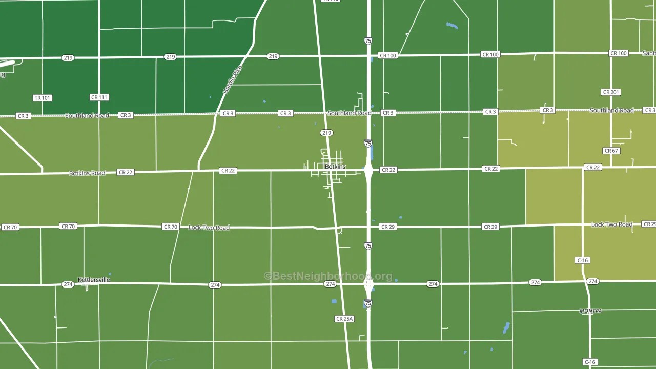 Botkins, OH block-group voter-turnout map