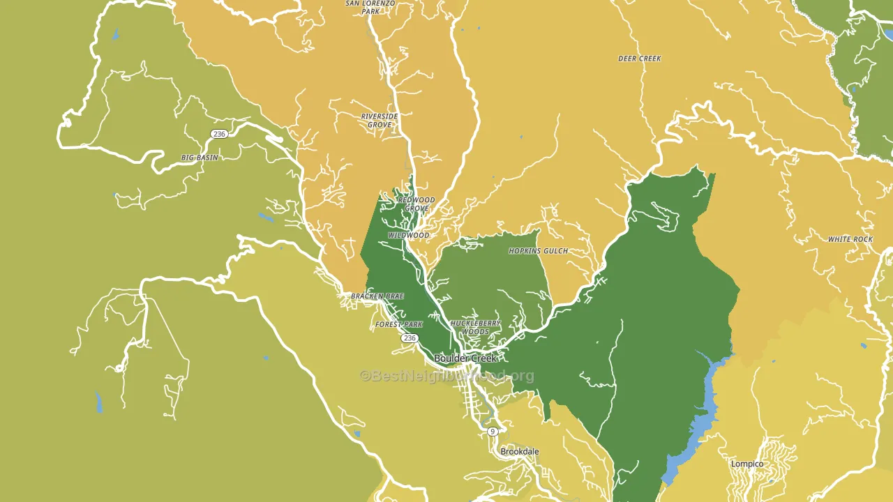 Boulder Creek, CA block-group voter-turnout map