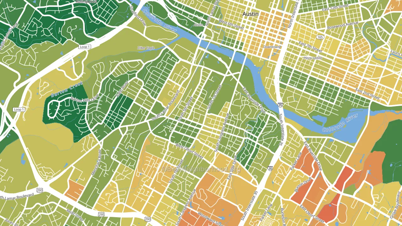 Bouldin, Austin, TX block-group voter-turnout map