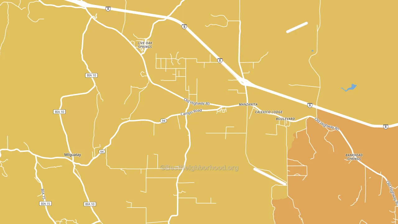 Boulevard, CA block-group voter-turnout map