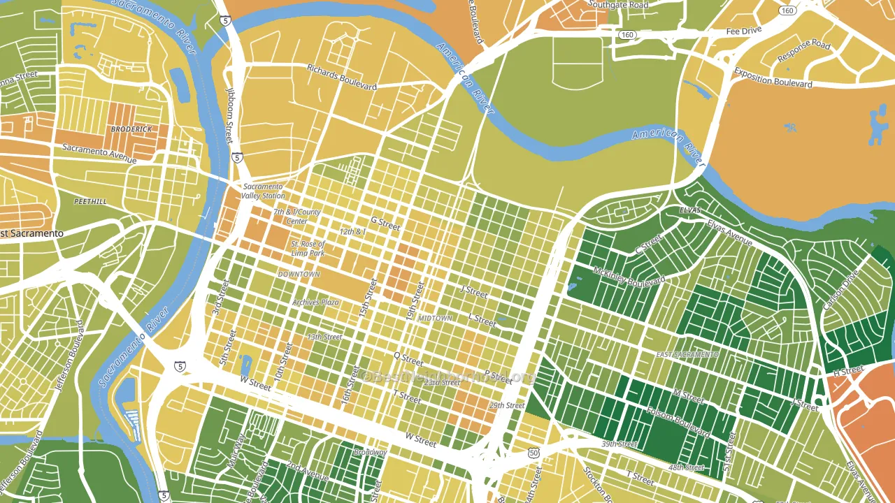 Boulevard Park, Sacramento, CA block-group voter-turnout map