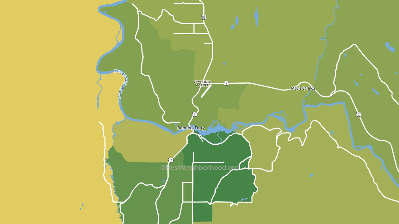Boundary County, ID block-group voter-turnout map