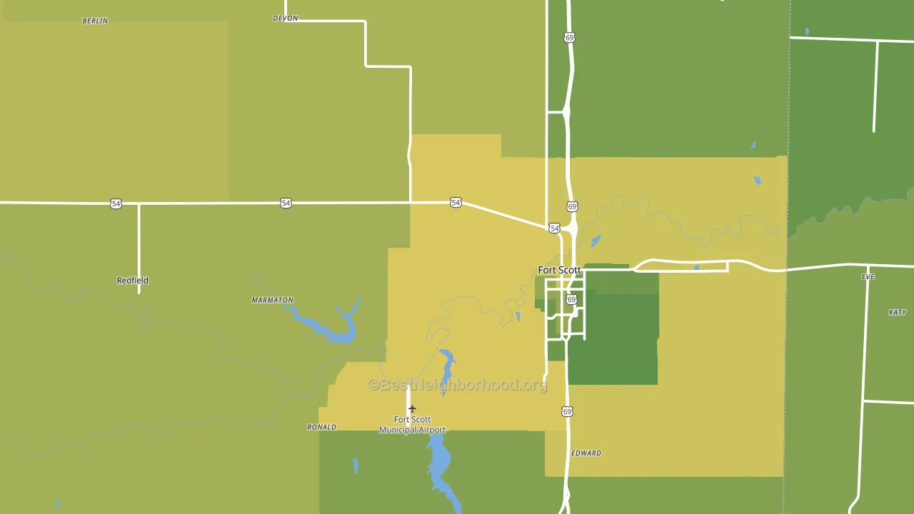 Bourbon County, KS block-group voter-turnout map