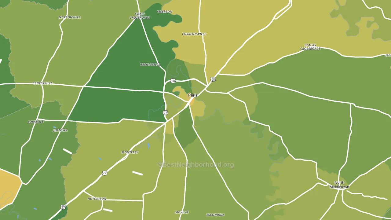 Bourbon County, KY block-group voter-turnout map
