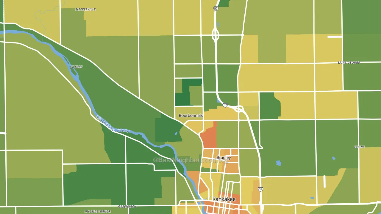 Bourbonnais, IL block-group voter-turnout map