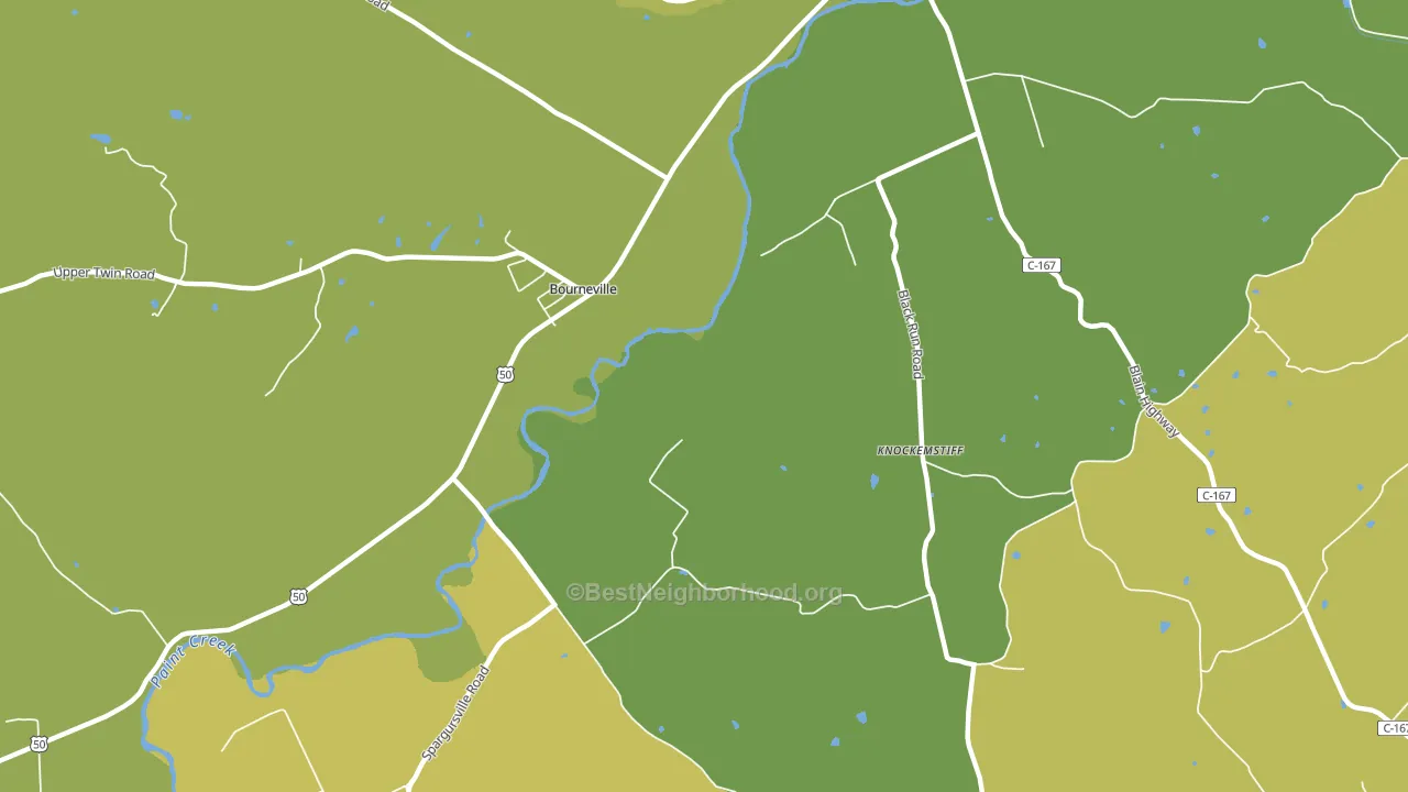 Bourneville, OH block-group voter-turnout map
