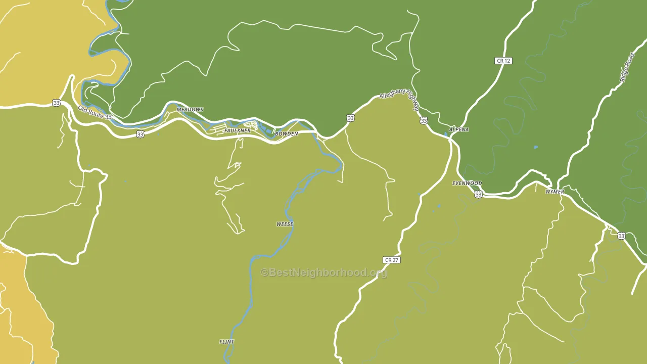Bowden, WV block-group voter-turnout map