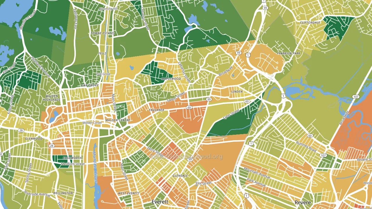 Bowdoin Apartments, Malden, MA block-group voter-turnout map