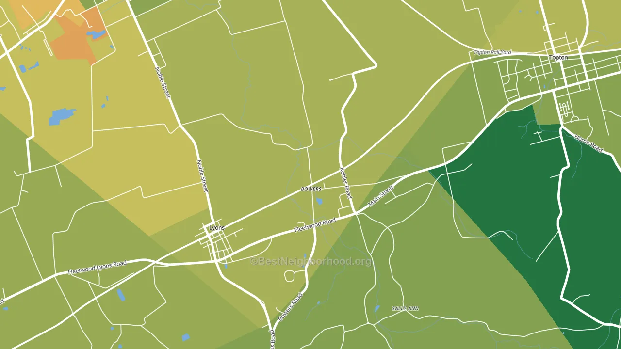 Bowers, PA block-group voter-turnout map