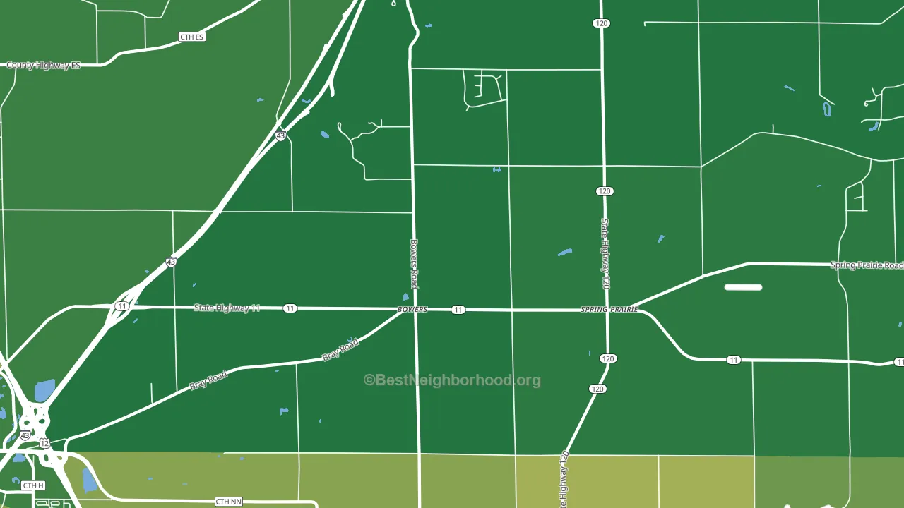 Bowers, WI block-group voter-turnout map