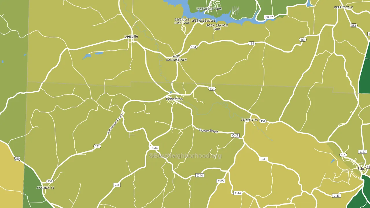 Bowerston, OH block-group voter-turnout map