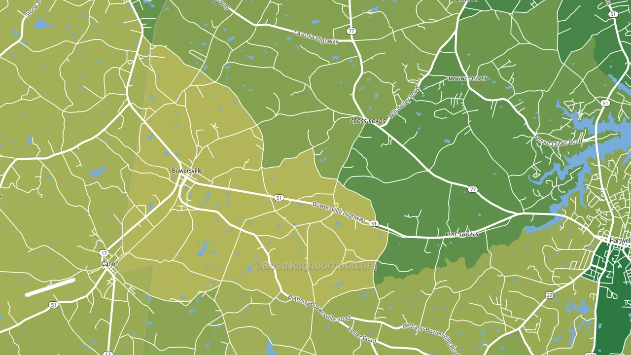 Bowersville, GA block-group voter-turnout map