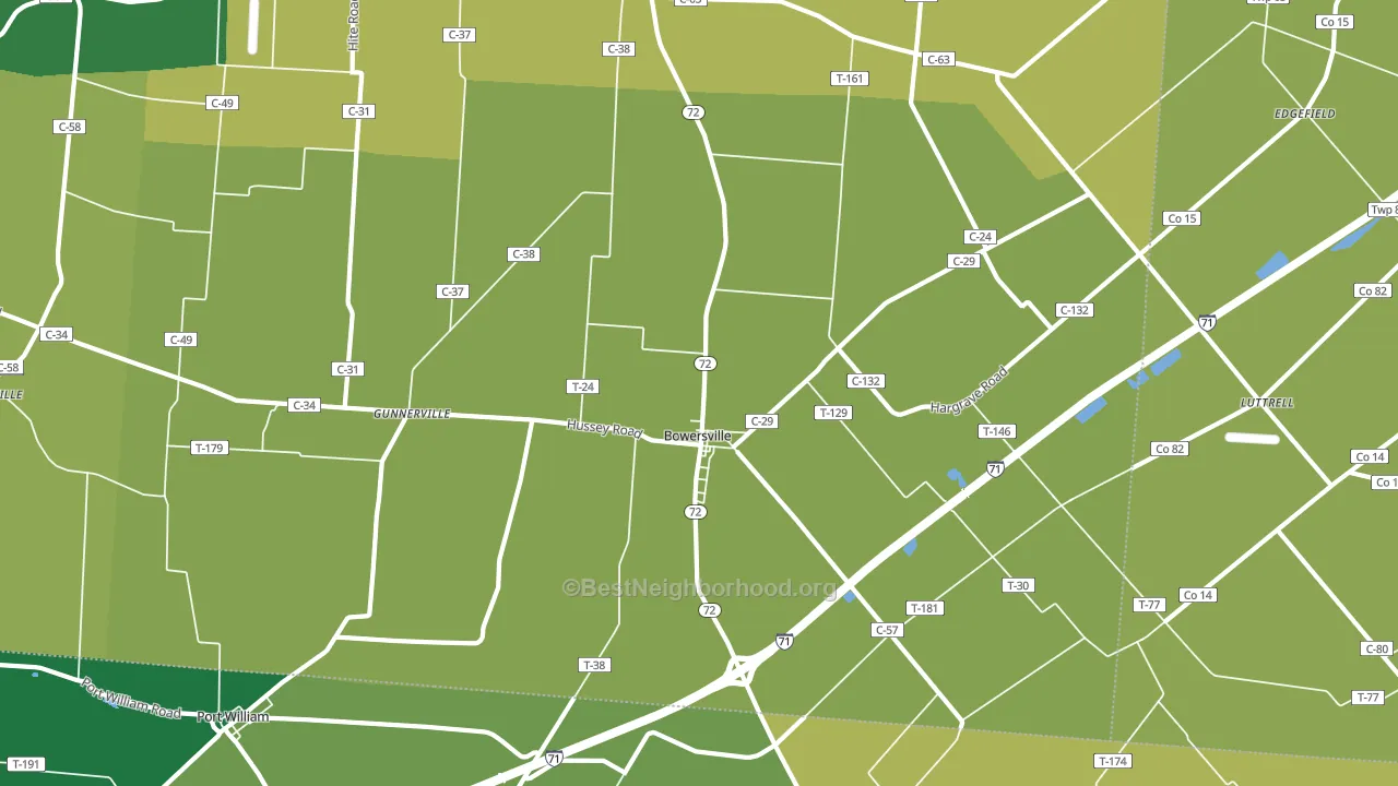 Bowersville, OH block-group voter-turnout map