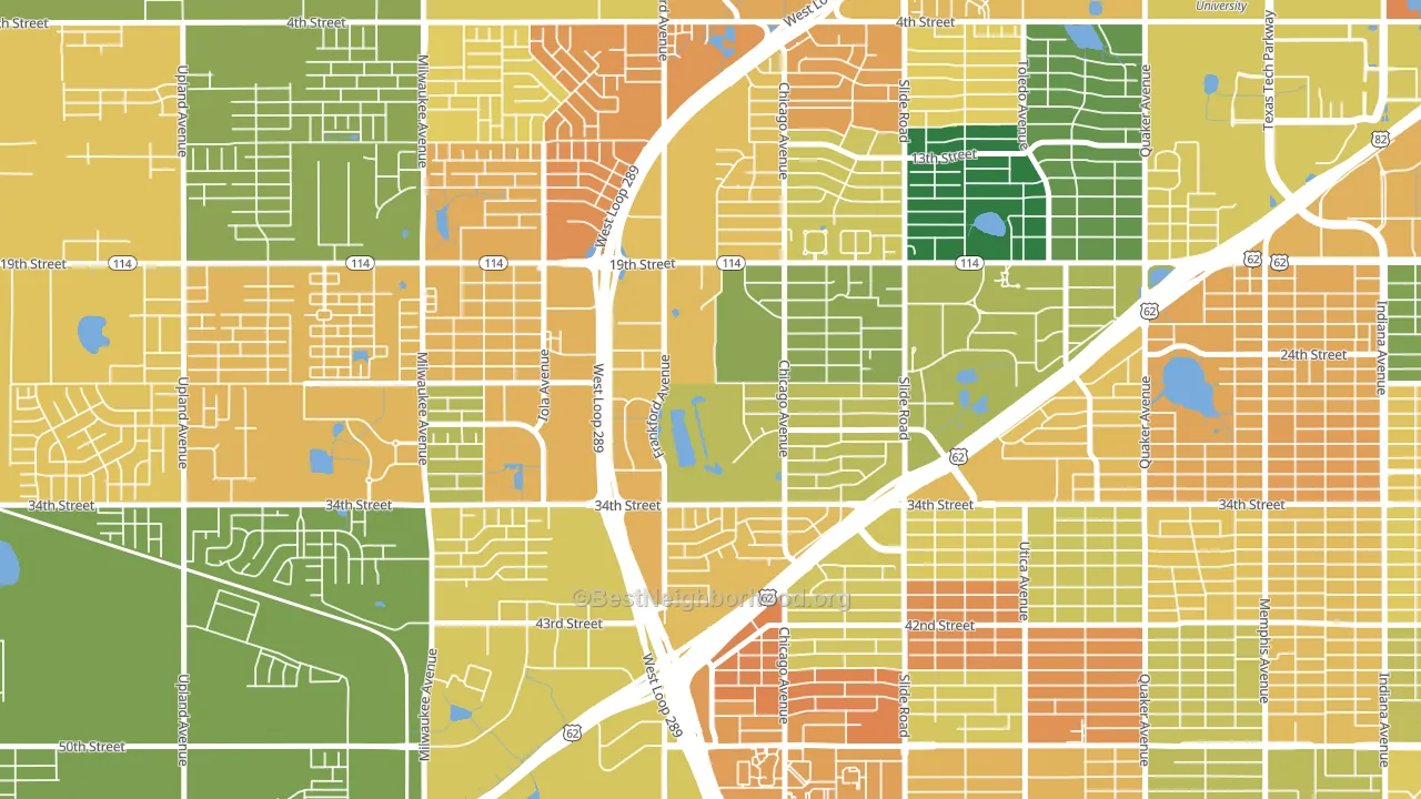 Bowie, Lubbock, TX block-group voter-turnout map