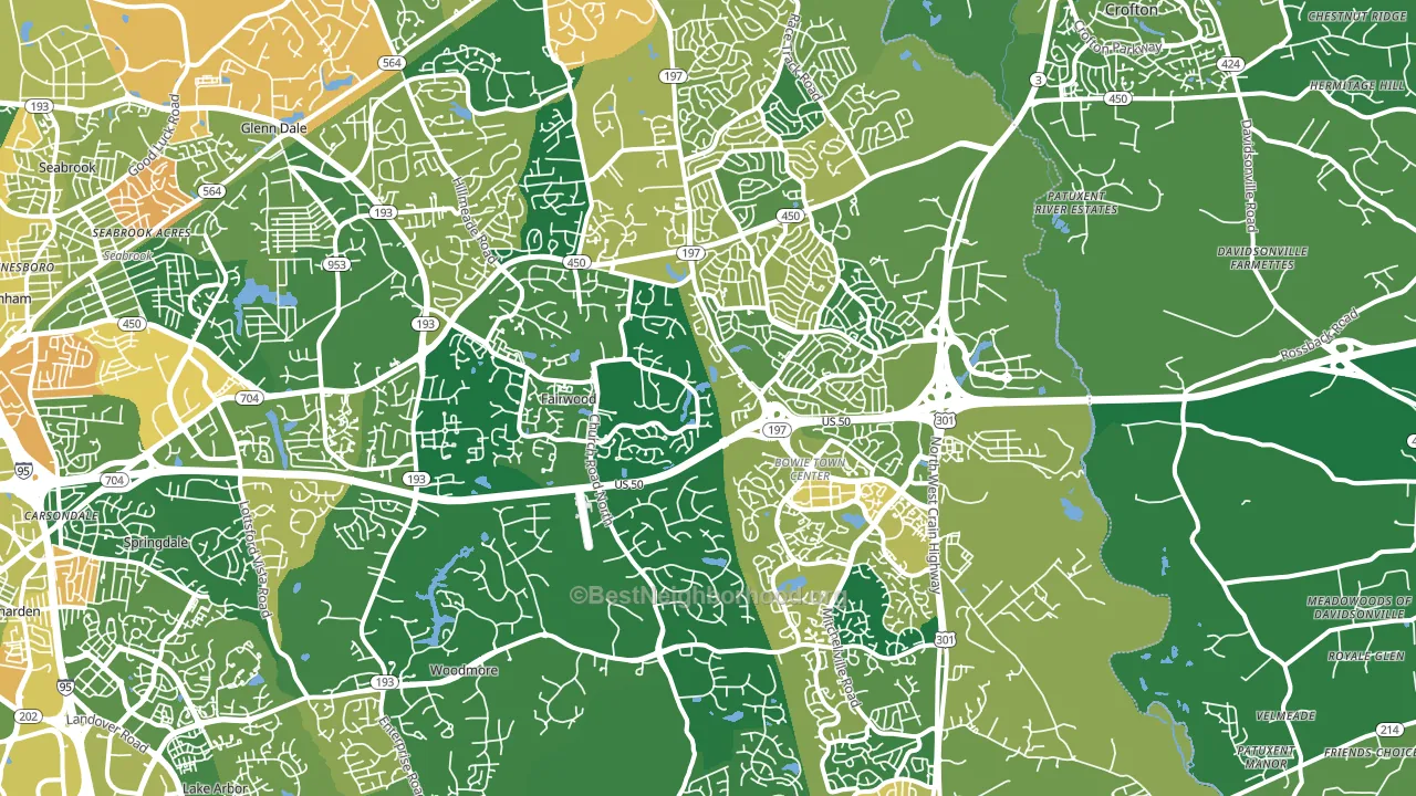 Bowie, MD block-group voter-turnout map