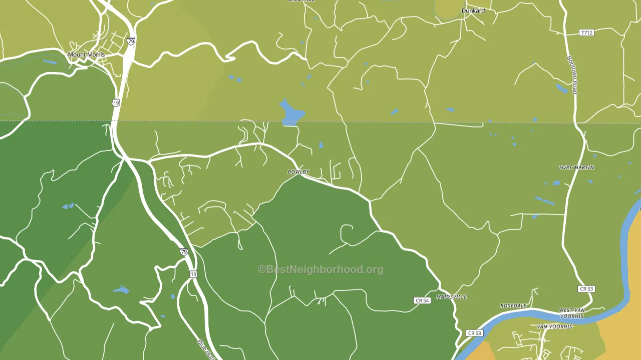Bowlby, WV block-group voter-turnout map
