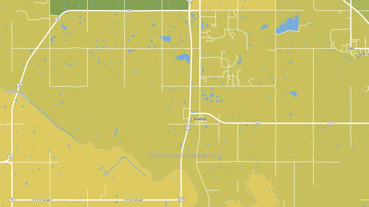 Bowlegs, OK block-group voter-turnout map