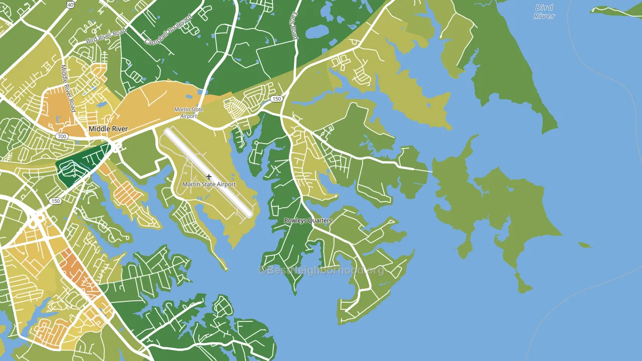 Bowleys Quarters, MD block-group voter-turnout map