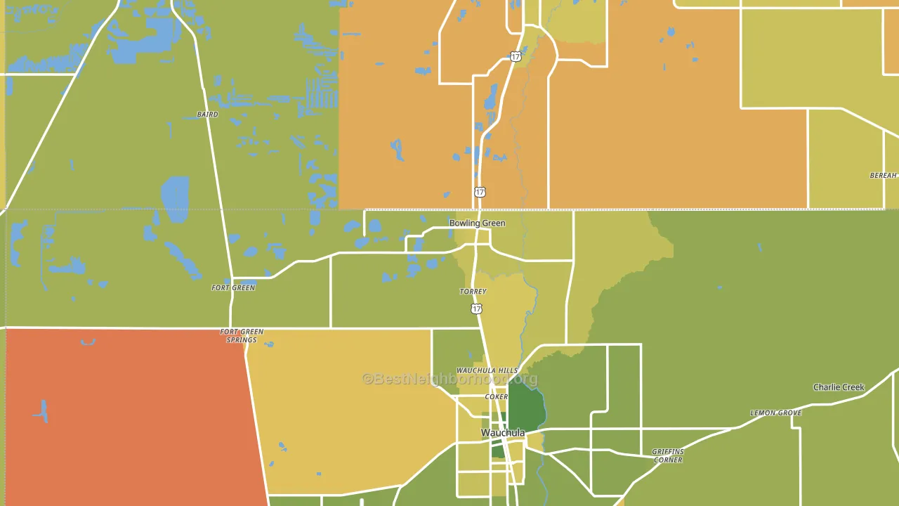 Bowling Green, FL block-group voter-turnout map