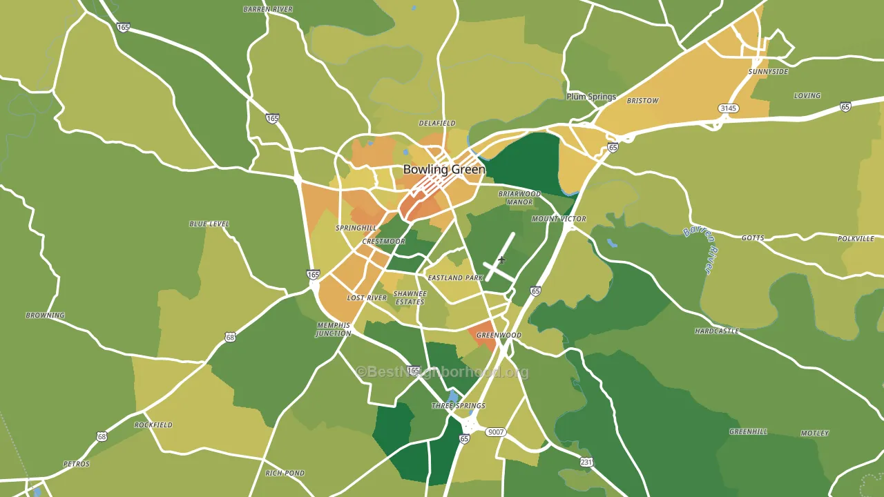Bowling Green, KY block-group voter-turnout map