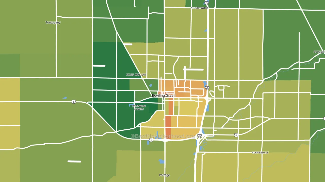 Bowling Green, OH block-group voter-turnout map