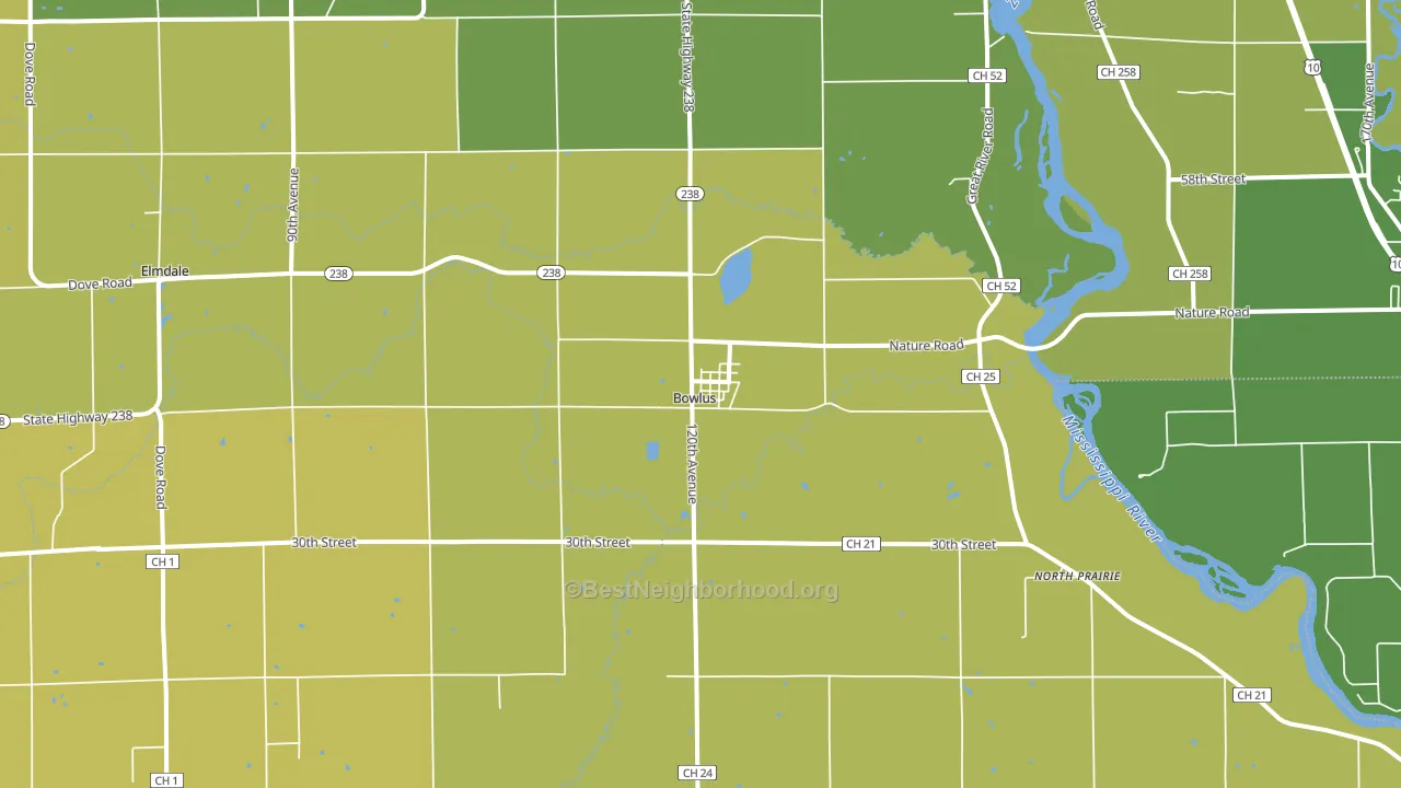 Bowlus, MN block-group voter-turnout map