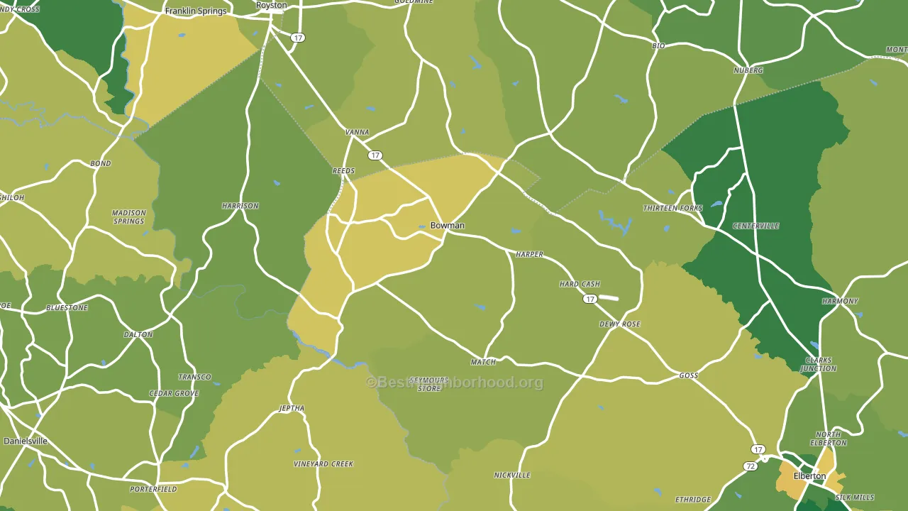 Bowman, GA block-group voter-turnout map