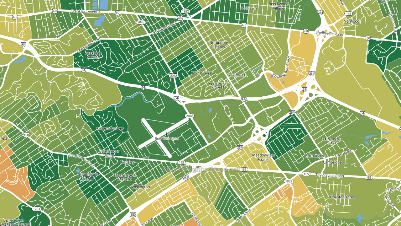 Bowman, Louisville, KY block-group voter-turnout map