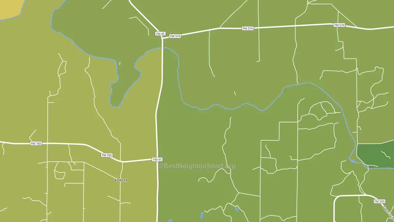 Bowser, TX block-group voter-turnout map
