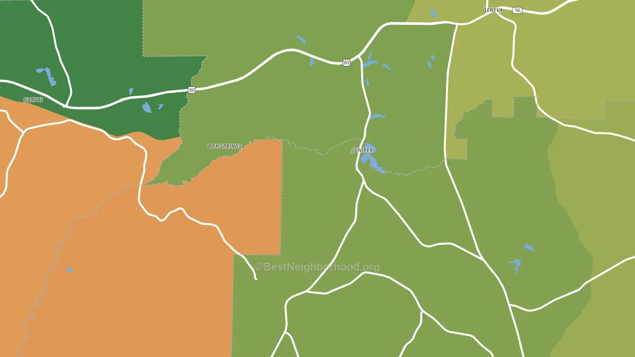 Box Springs, GA block-group voter-turnout map