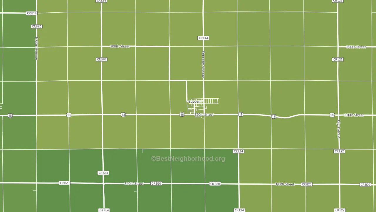 Boyden, IA block-group voter-turnout map
